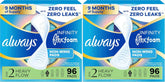 Always Infinity Feminine Pads for Women, Flexfoam Pads Without Wings, Size 2, Heavy Absorbency, Unscented, 96 Count (Pack of 2)