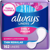 Always Panty Liners for Women Thin No Feel Protection Daily Liners, Regular, Unscented, 162 Count