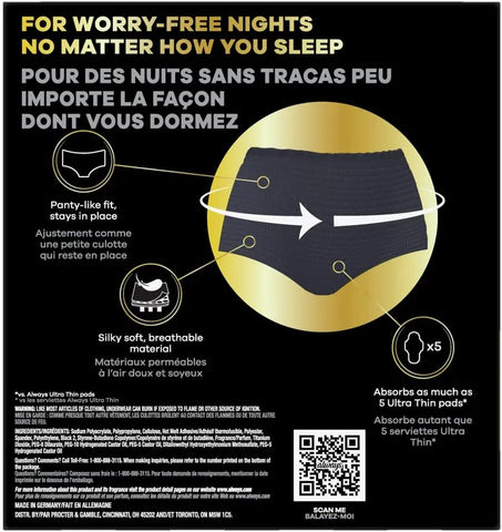 Always ZZZ Overnight Disposable Period Underwear for Women Small/Medium, 360° Coverage for Worry-Free Nights,14 Count (Pack of 2)