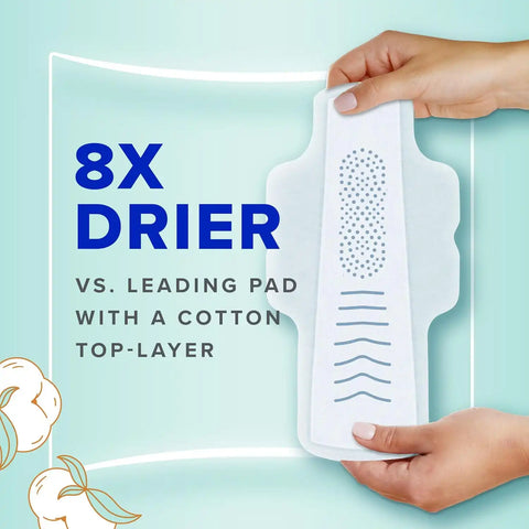 Always Pure Cotton Feminine Pads for Women, FlexFoam Pads with Wings, Size 3, Extra Heavy Flow Absorbency, Unscented, 66 Count (Pack of 2)
