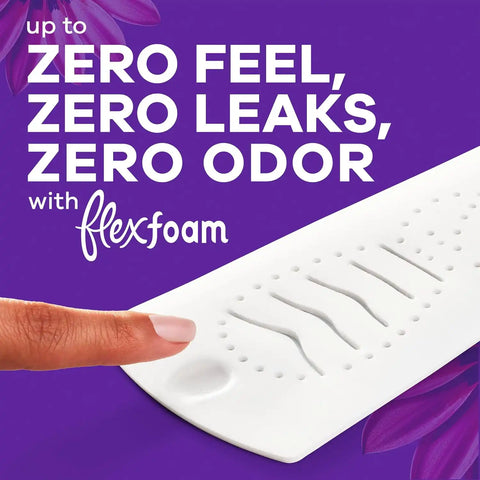 Always Radiant Feminine Pads for Women, Flexfoam Pads with Wings, Size 4, Overnight Absorbency, Lightly Scented, 28 Count