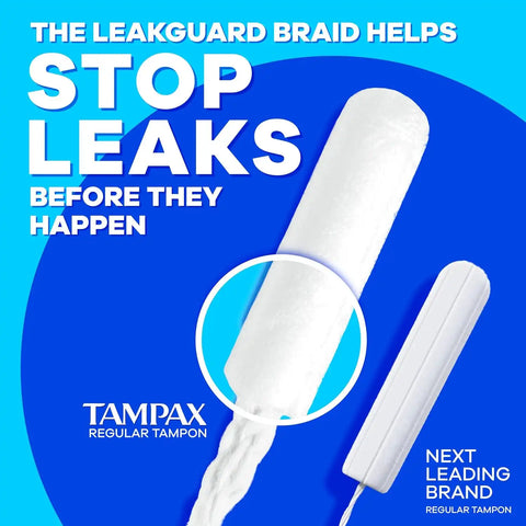 Tampax Compact Pearl Tampons for Women Multipack, with LeakGuard Braid & Extendable Applicator, Super/Super Plus Absorbency, Compact Extendable Applicator, Unscented, 30 Count