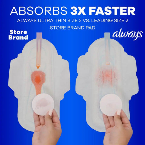 Always Ultra Thin Pads Duo Pack, Feminine Pads with Wings for Women, Size 2 Long Super and 4 Overnight Absorbency, Unscented, Up to 100% Leak-Free Protection, 44 CT