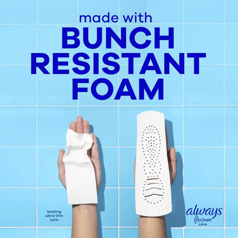 Always Infinity Feminine Pads for Women, Flexfoam Pads with Wings, Size 1, Regular Absorbency, Unscented, 108 Count (3 Packs of 36)