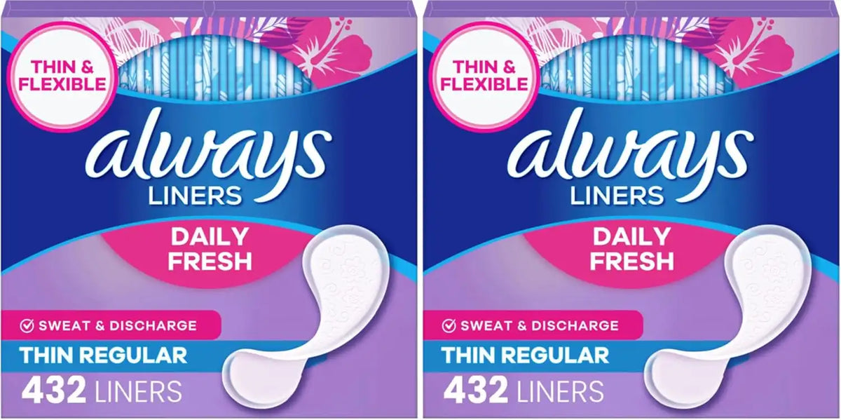 Always Panty Liners for Women Daily Liners, Regular Absorbency, Unscented, 432 Count (Pack of 2)
