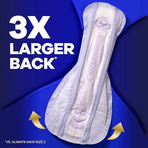 Always Maxi Overnight Feminine Pads with Wings for Women, Size 6, Ultimate Heavy Overnight Absorbency, Unscented, Up to 100% Leak-Free Protection, 21 Count