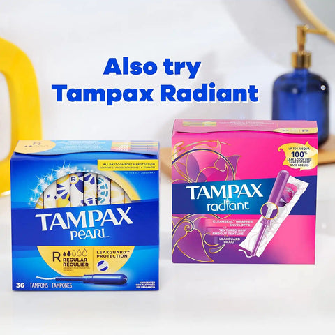 Tampax Pearl Tampons Multipack, Regular/Super Absorbency, with Leakguard Braid, Unscented, 34 Count (Pack of 5)