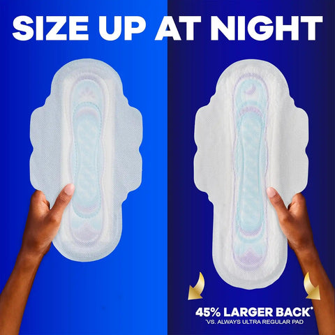 Always Ultra Thin Feminine Pads with Wings for Women, Size 3, Extra Long Super Absorbency, Unscented, Up to 100% Leak-Free Protection,84 Count (Pack of 2)