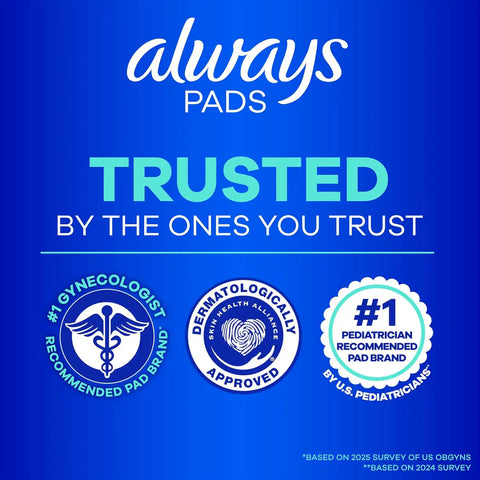 Always Ultra Thin Pads Duo Pack, Feminine Pads with Wings for Women, Size 2 Long Super and 4 Overnight Absorbency, Unscented, Up to 100% Leak-Free Protection, 44 CT