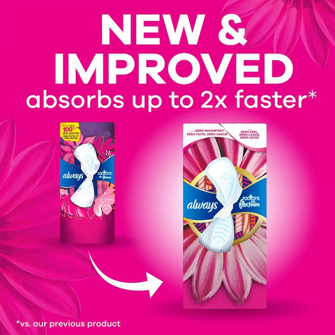 Always Radiant Feminine Pads for Women, Flexfoam Pads with Wings, Size 3, Extra Heavy Absorbency, Lightly Scented, 30 Count