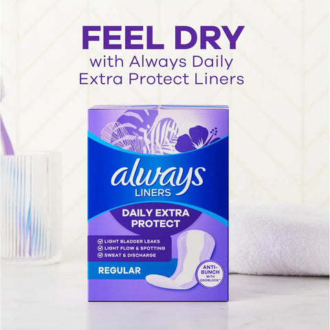 Always Panty Liners for Women Anti-Bunch Xtra Protection Daily Liners, Extra Long, Unscented, 116 Count