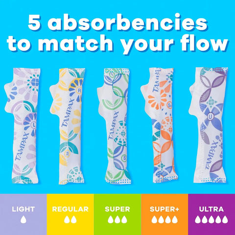 Tampax Pearl Tampons, Regular/Super Absorbency | Unscented | Leakguard Braid | 34 Count | Pack of 2