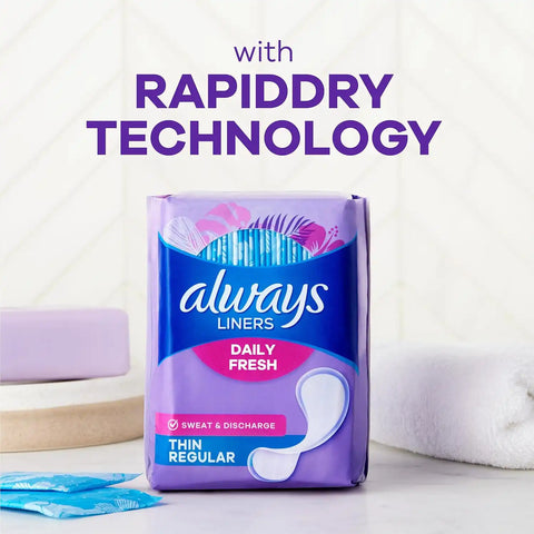 Always Panty Liners for Women Daily Liners, Regular Absorbency, Unscented, 216 Count x 2 (432 Total)