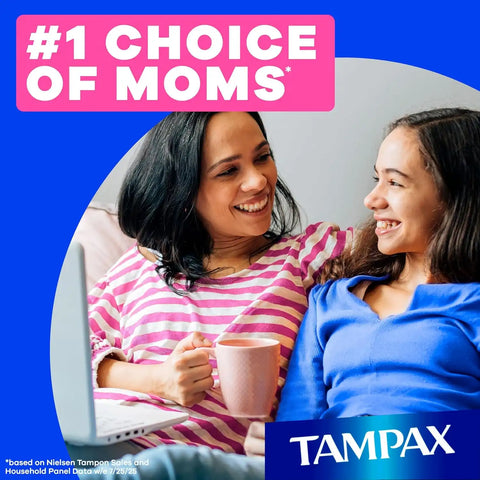 Tampax Starter Kit Multipack, with LeakGuard Braid, Regular/Super Absorbency, Easy First Tampon Trial, Unscented, 12 Count