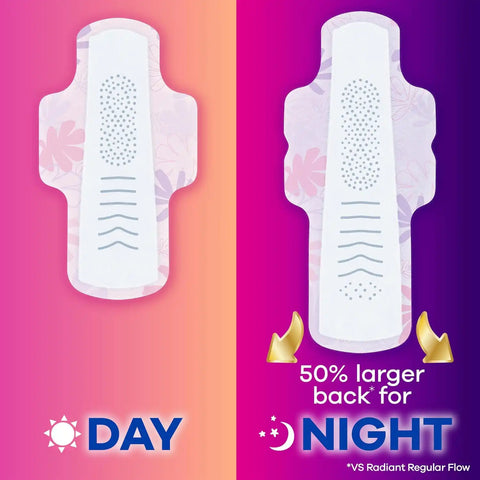 Always Radiant Feminine Pads for Women, Flexfoam Pads with Wings, Size 4, Overnight Absorbency, Lightly Scented, 60 Count (Pack of 2)