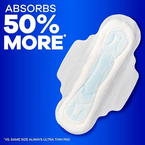 Always Maxi Feminine Pads with Wings for Women, Size 3, Extra Long Super Absorbency, Unscented, Up to 100% Leak-Free Protection, 33 Count