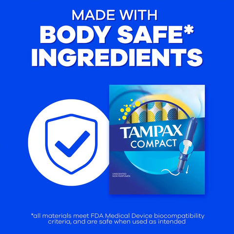 Tampax Compact Pearl Tampons Multipack, with LeakGuard Braid & Extendable Applicator, Regular/Super Absorbency, Compact Extendable Applicator, Unscented, 30 Count