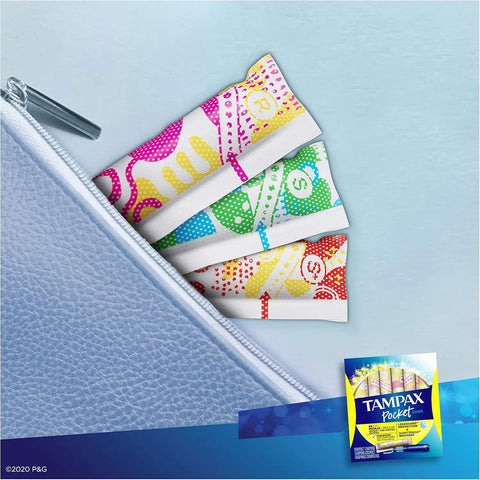 Tampax Pocket Pearl Tampons Regular Absorbency with LeakGuard Braid, Unscented, 16 Count (Pack of 2)
